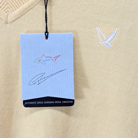 Greg Norman Men's Golf Ultimate 100% Wool Sweater Vest Knit Yellow Large - Picture 2 of 15